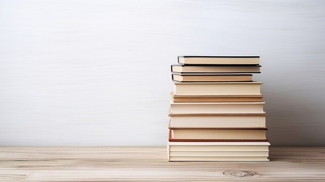 Books stack with copy space isolated on a white background. AI generated image