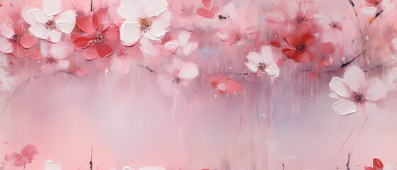 Cherry blossom on watercolor background with copy space for text