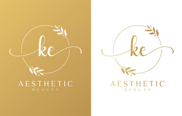 Letter K Beauty Logo with Flourish Ornament