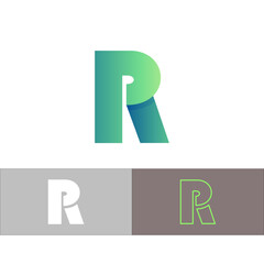 letter R logo template with flat style in green and white color