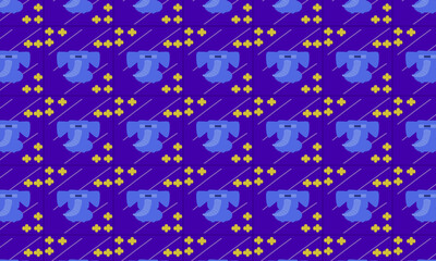 pattern with stars and cartoon funny elefant with purple background