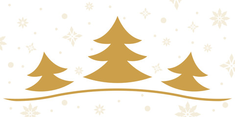 Christmas trees banner with snowflake background. Spruce or fir tree icon. Xmas card design. Winter decoration element. Vector illustration.