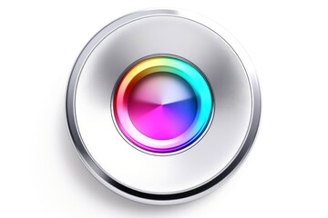 Abstract high tech multicolor button on white background