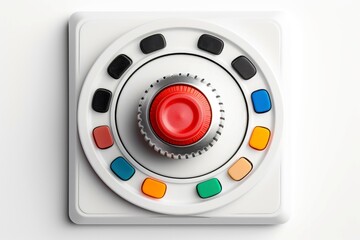 Abstract high tech multicolor button on white background