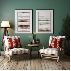 modern Living room interior design with photo frame