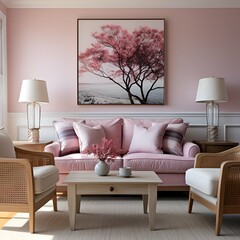 modern Living room interior design with photo frame