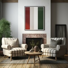 modern Living room interior design with photo frame