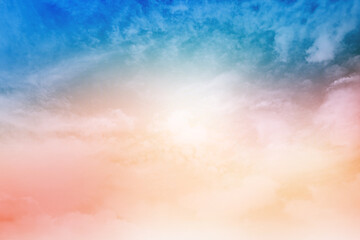 Beautiful pastel clouds and sky for background. Cloud and sky with a pastel colored background