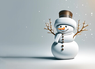 3d a snowman stand on a white background
