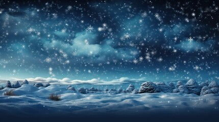 sky with stars and clouds and snow