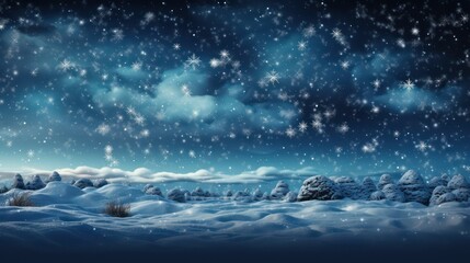 Fototapeta premium sky with stars and clouds and snow