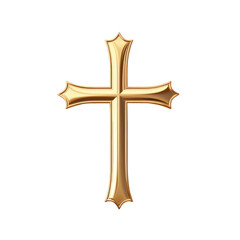 Gold cross. Isolated element on transparent background. AI generative.