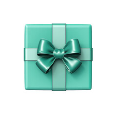 Gift box top view isolated on transparent background. AI generative.