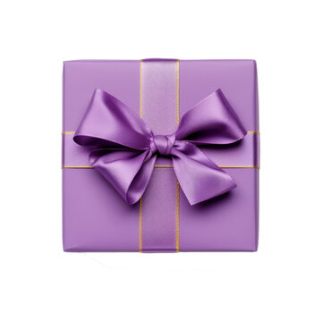Gift box top view isolated on transparent background. AI generative.