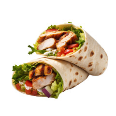 Chicken wrap isolated on transparent background. AI generative.