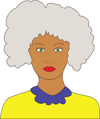 Woman with gray hair Colorful flat cartoon style People avatar Vector illustration Eps file Graphic design element 