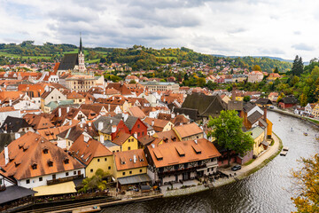 Naklejka na ściany i meble Old Town of Cesky Krumlov and Vltava river