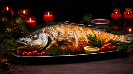 A photograph portrays a delectably fried Czech Christmas carp, its crispy exterior and tender white flesh serving as a festive centerpiece.
