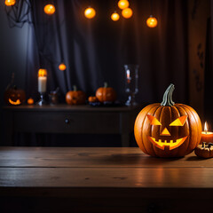 halloween blured background empty table 