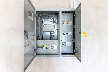 Electric control panel enclosure for power and distribution electricity.