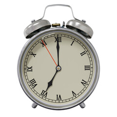 classic vintage alarm clock isolated on transparent background