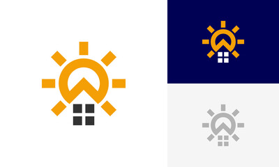 Home & Sun simple abstract logo design vector