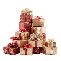 Christmas Gifts, for Happy New Year on transparent png. Ai generative.