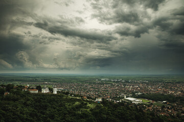 The town of Vršac under the rain clouds