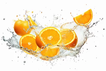 Fotobehang Fresh orange fruit with a Splash of Water © Neha