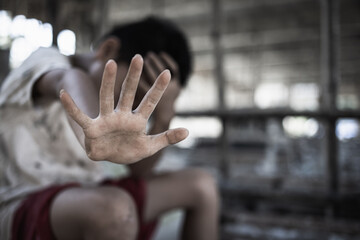 Concept of stopping violence against children, child labor, abuse To the rights of children,...