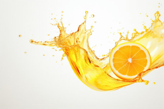 Fresh orange fruit with a Splash of yellow Water