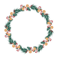 Round frame contour wreath with herbs and flowers isolated on white. Round frame Seamless pattern brush for your posters, designs, greeting cards, and wedding announcements