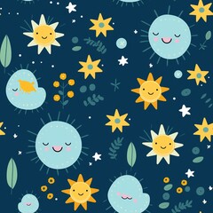 seamless background with stars Sweet Children's Fashion Kid's Elements Texture
