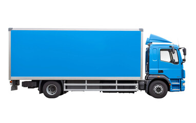Open Sliding Door Blue Truck on Transparent Background
