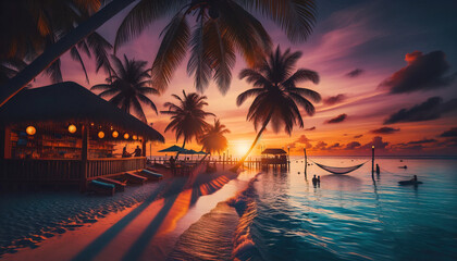Fototapeta na wymiar Tropical Beach at Sunset