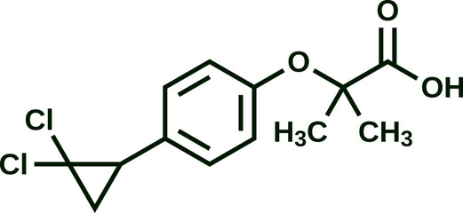 Ciprofibrate structural formula, vector illustration