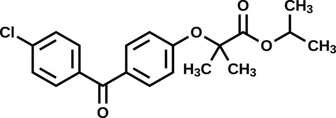 Fenofibrate structural formula, vector illustration