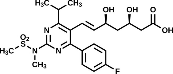 Rosuvastatin structural formula, vector illustration