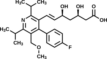 Cerivastatin structural formula, vector illustration