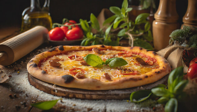 Delicious pizza studio photo shoot