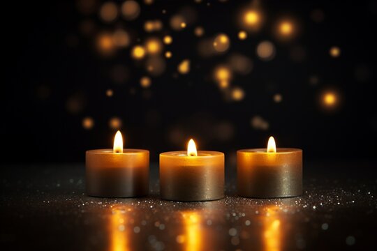 The flickering charm of glittery candles, evoking a cheerful and festive mood. Created with generative AI tools