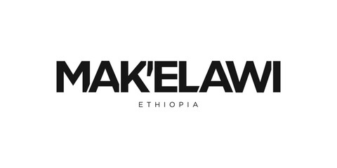 Makelawi in the Ethiopia emblem. The design features a geometric style, vector illustration with bold typography in a modern font. The graphic slogan lettering.