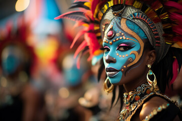 Cultural and national carnival. Dance of indigenous peoples - obrazy, fototapety, plakaty