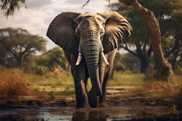 African Elephant at a waterhole