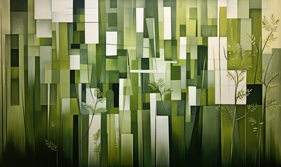 Abstract background with rectangular shapes in green tone.