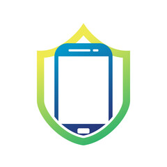 Phone Shield Logo Design Template on white background