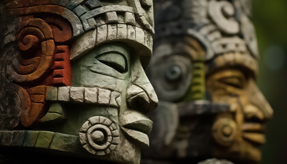 Ancient Mayan statues in Mexico