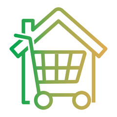 shopping cart and home line gradient. Shopping concept