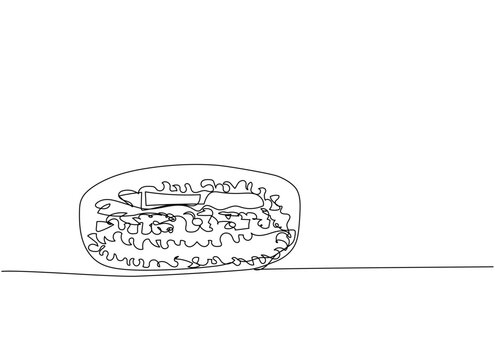 recommend clip art: Sushi, Sushi Burger one line art. Continuous line drawing of sushi, japanese, food, roll, culture, tasty, restaurant, japan, asian, sea, menu