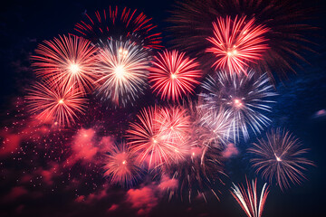 Obraz premium Vibrant Fireworks Lighting up the Night Sky